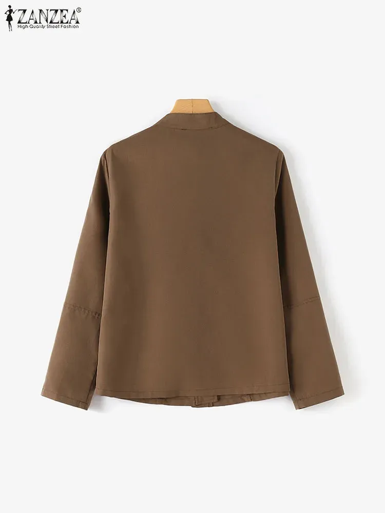 2024 ZANZEA Fashion Woman Long Sleeve O Neck Outwear Casual Party Chaqueta Elegant Button Thin Coats Vintage Autumn OL Jackets