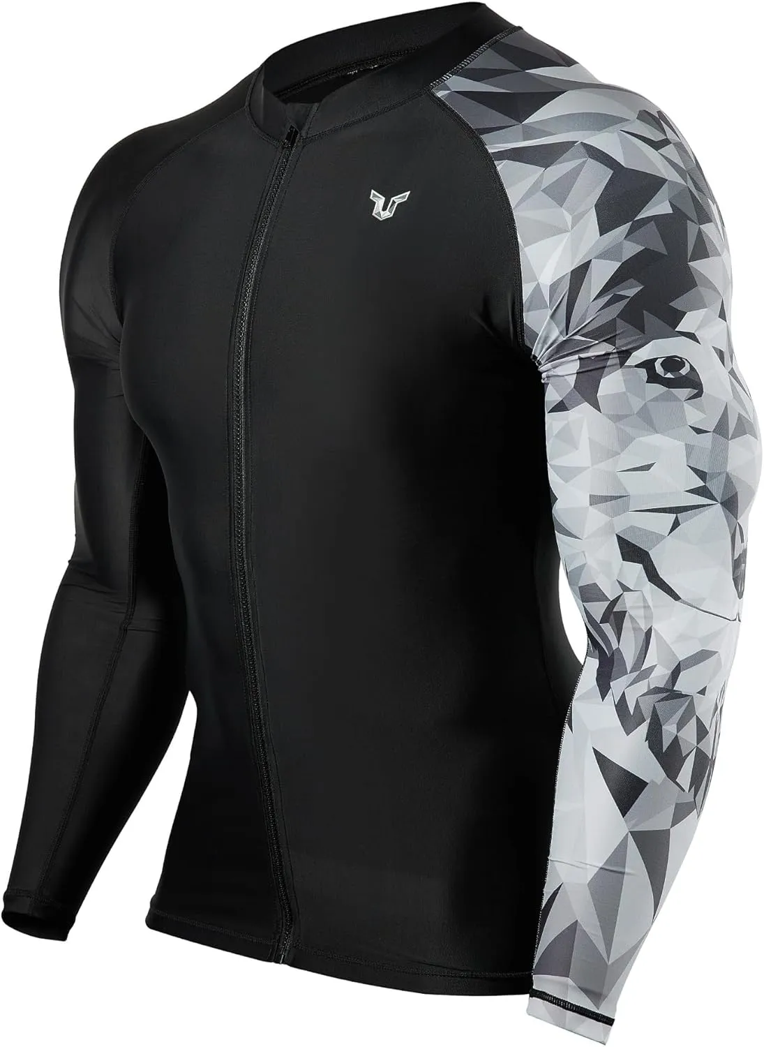 ADOREISM Men's Long Sleeve Zip Rash Guard UPF 50  UV Sun Protection Quick Dry Swim Shirts for Fishing Hiking Surfing