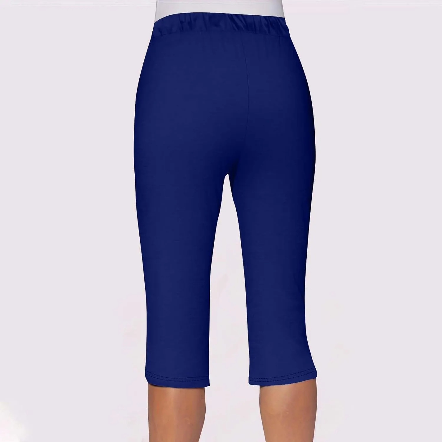 Akklian Summer Leggings with Pockets for Women Straight Wide Leg Cropped Trousers Drawstring Elastic Waist Side Slit Trousers