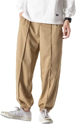 Alloaone Men Khaki Harem Pants Joggers Pants Male Soild Color Sweatpants Hip Hop Streetwear Trousers