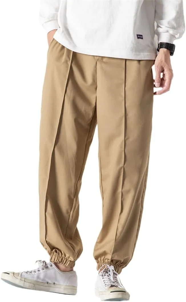 Alloaone Men Khaki Harem Pants Joggers Pants Male Soild Color Sweatpants Hip Hop Streetwear Trousers