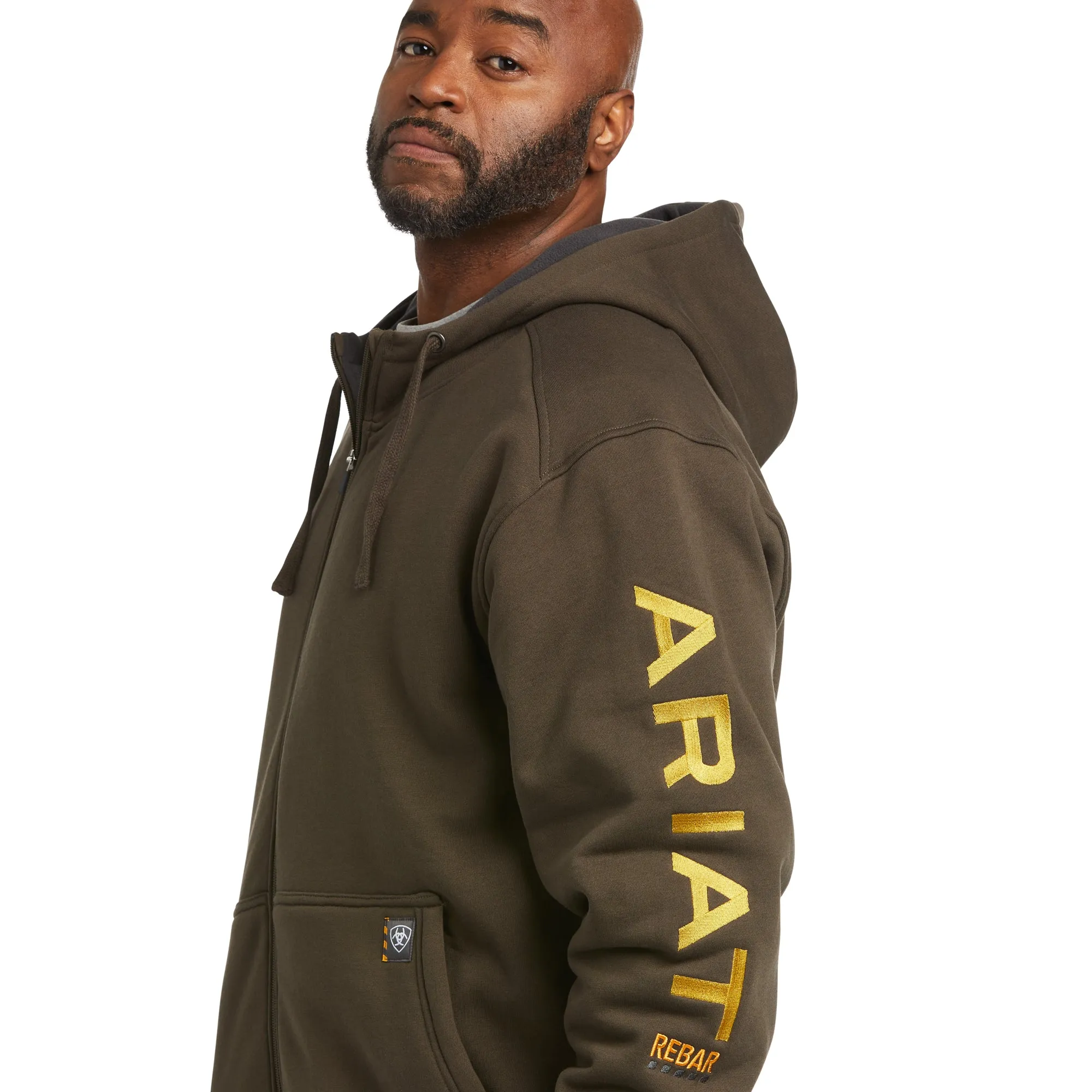 Ariat Men's Rebar All Weather Brown Full Zip Hoodie 10037644