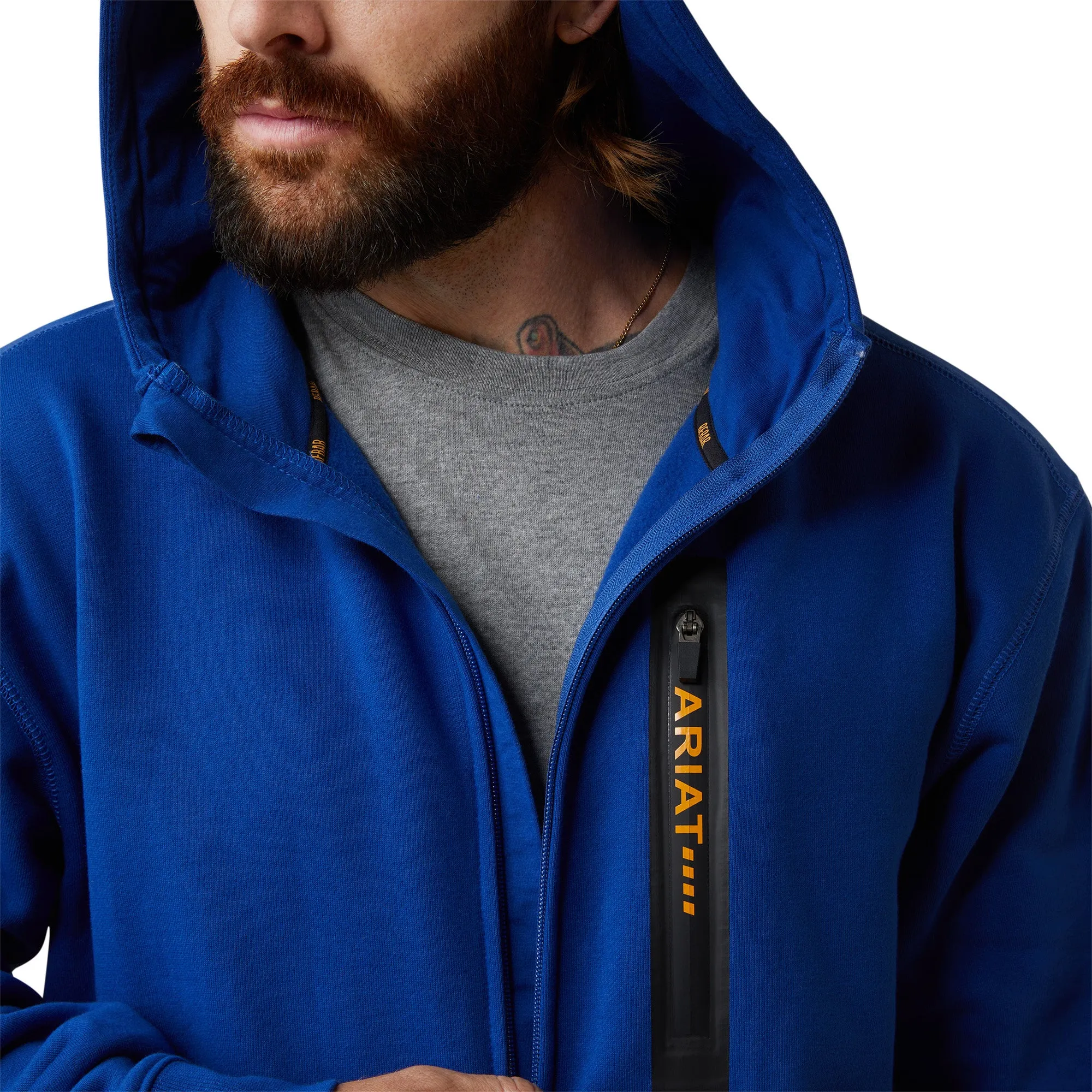 Ariat® Men's Rebar Workman Full Zip Royal Blue Hoodie 10043479