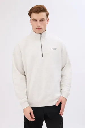 Aéropostale Small Print Mock Neck Quarter-Zip Sweatshirt