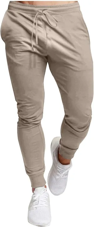 Aymnlox Mens Sweatpants Casual Jogging Pants for Men with Pockets Drawstring Athletic Workout Trousers Hiking Tapered Joggers