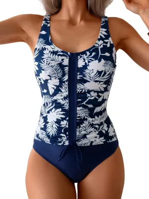 B2prity Women's One Piece Swimsuit Tummy Control Ruched Bathing Suit Slimming Color Block Swimwear
