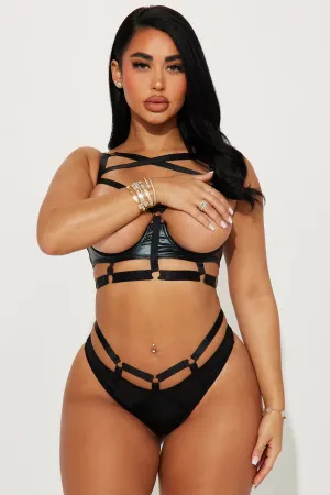 Bad Attitude Strappy Open Cup 2 Piece Set - Black