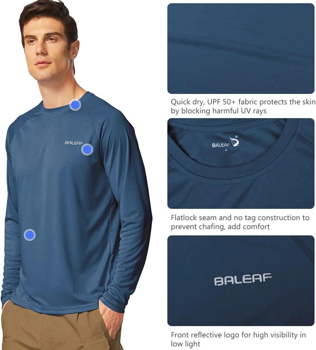 baleaf Men's Sun Protection Shirts UV SPF UPF 50  Long Sleeve Rash Guard Fishing Running Quick Dry Lightweight