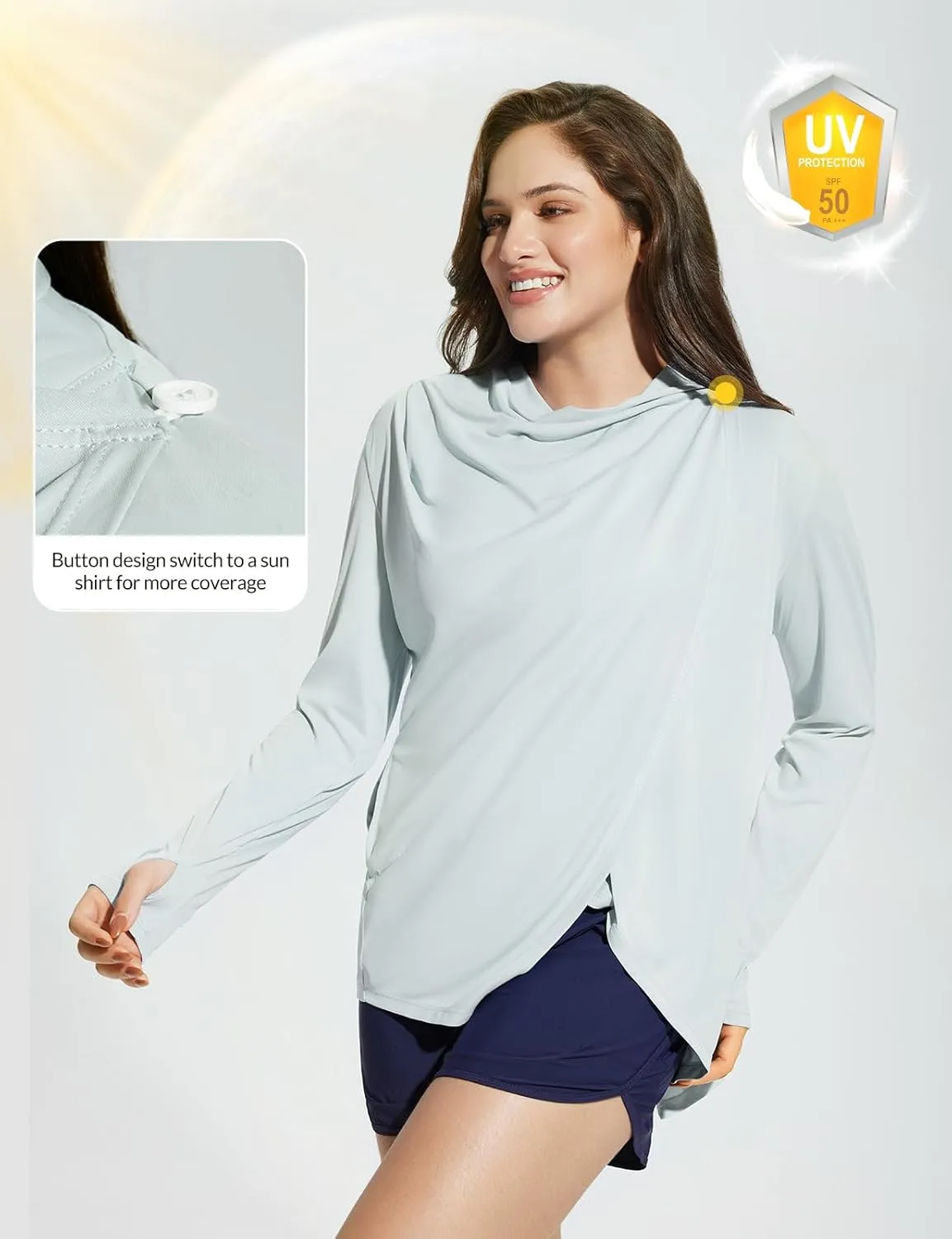 baleaf Women's Long Sleeve Sun Shirts UPF 50  Lightweight Open Front Cardigan with Pockets Beach Cover Up SPF Sun Wrap