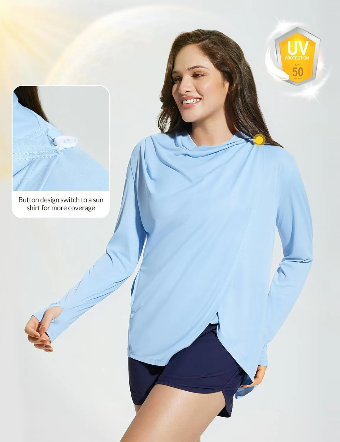 baleaf Women's Long Sleeve Sun Shirts UPF 50  Lightweight Open Front Cardigan with Pockets Beach Cover Up SPF Sun Wrap