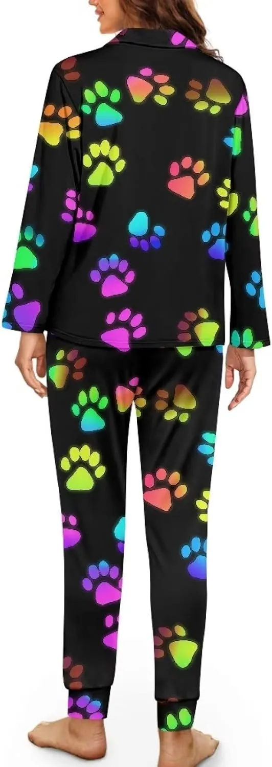 Biyejit Women's Two Piece Pajama Set Long Sleeve Lounge Sets Button Down Shirts and Jogger Pant PJs Soft Sleepwear Set