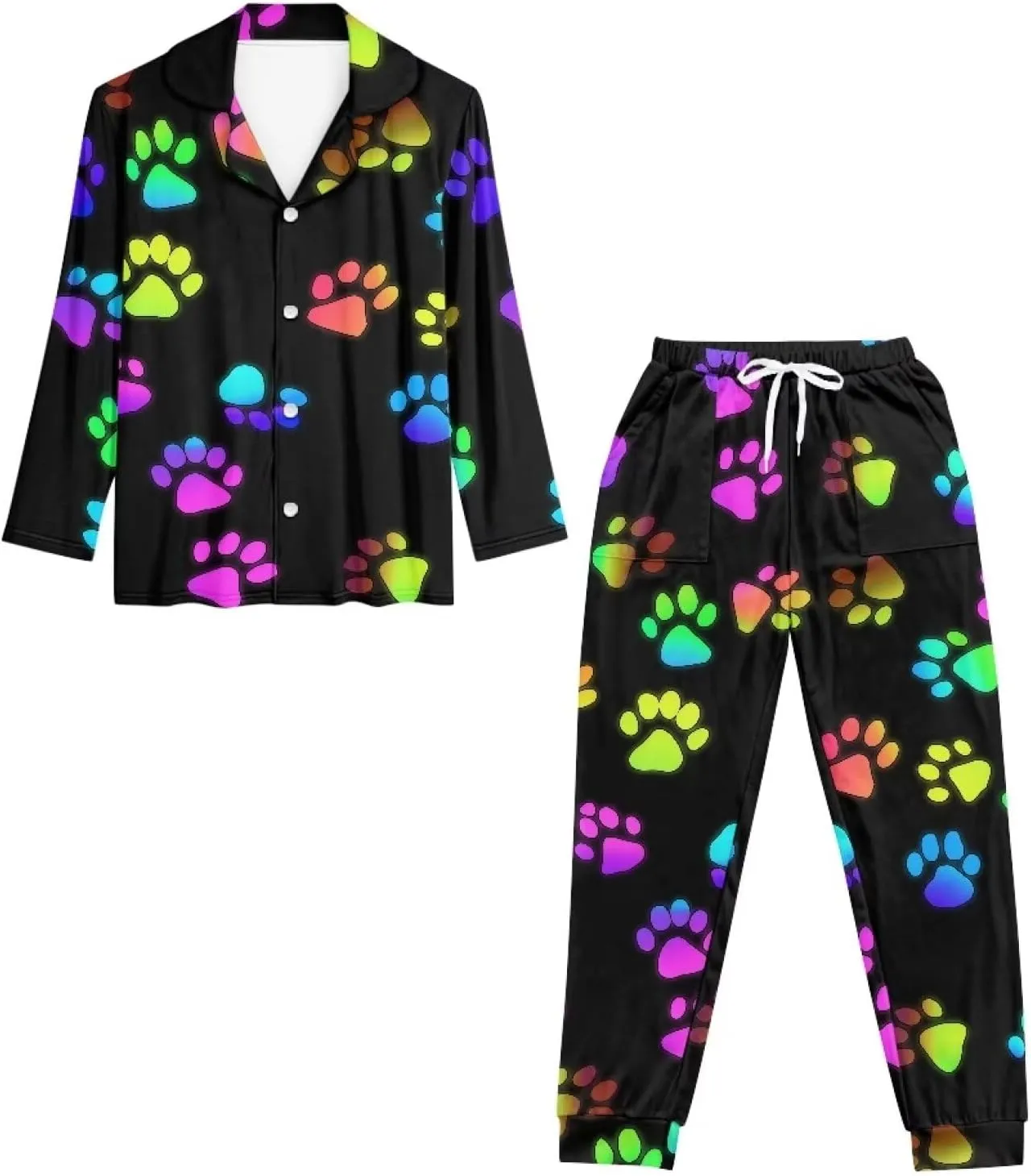 Biyejit Women's Two Piece Pajama Set Long Sleeve Lounge Sets Button Down Shirts and Jogger Pant PJs Soft Sleepwear Set