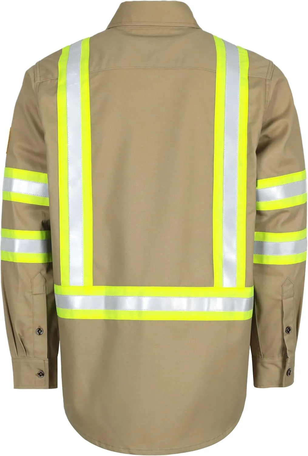 BOCOMAL FR Shirts High Visibility Button Down 7.5oz ANSI/ISEA Type O Class1 Flame Resistant Hi Vis Refective Safety Jacket