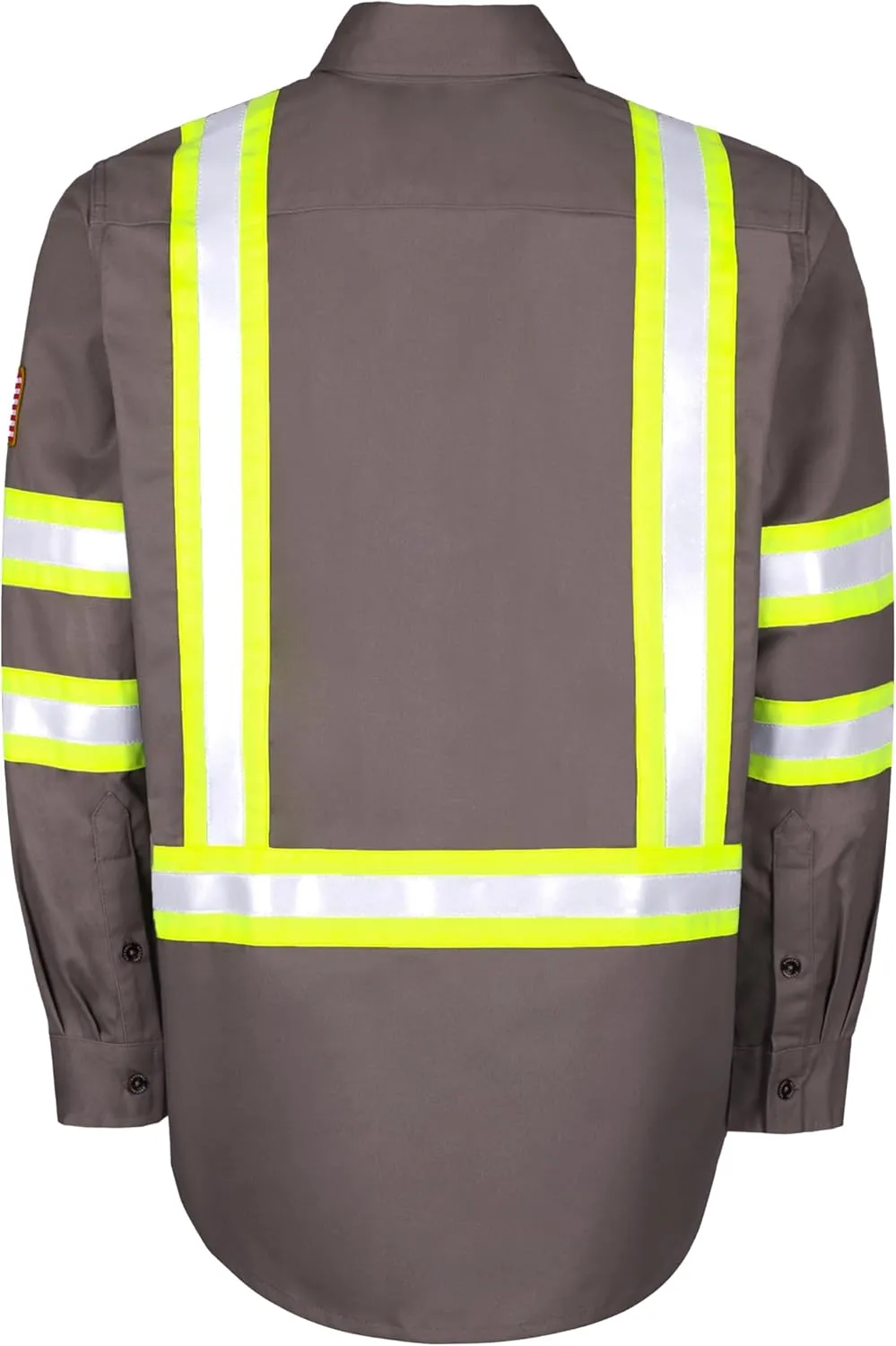 BOCOMAL FR Shirts High Visibility Button Down 7.5oz ANSI/ISEA Type O Class1 Flame Resistant Hi Vis Refective Safety Jacket