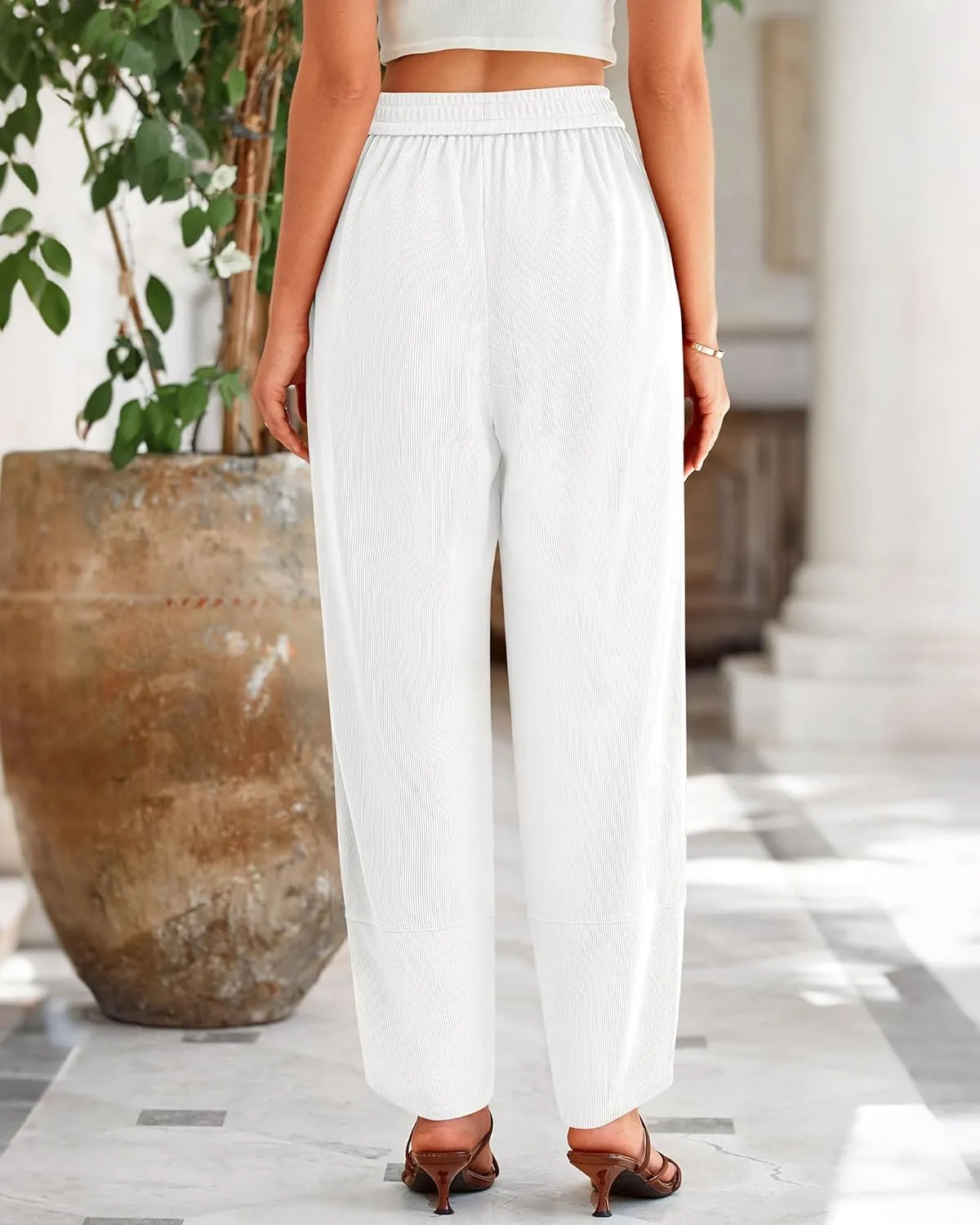 BTFBM Women's Wide Leg Palazzo Harem Pants Casual Loose Elastic Waist Sweatpants 2024 Fall Baggy Long Trousers Pockets
