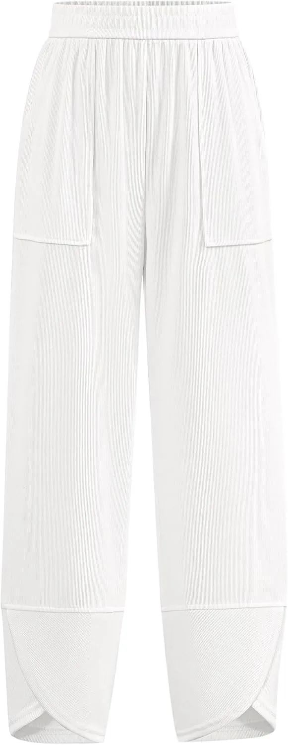 BTFBM Women's Wide Leg Palazzo Harem Pants Casual Loose Elastic Waist Sweatpants 2024 Fall Baggy Long Trousers Pockets
