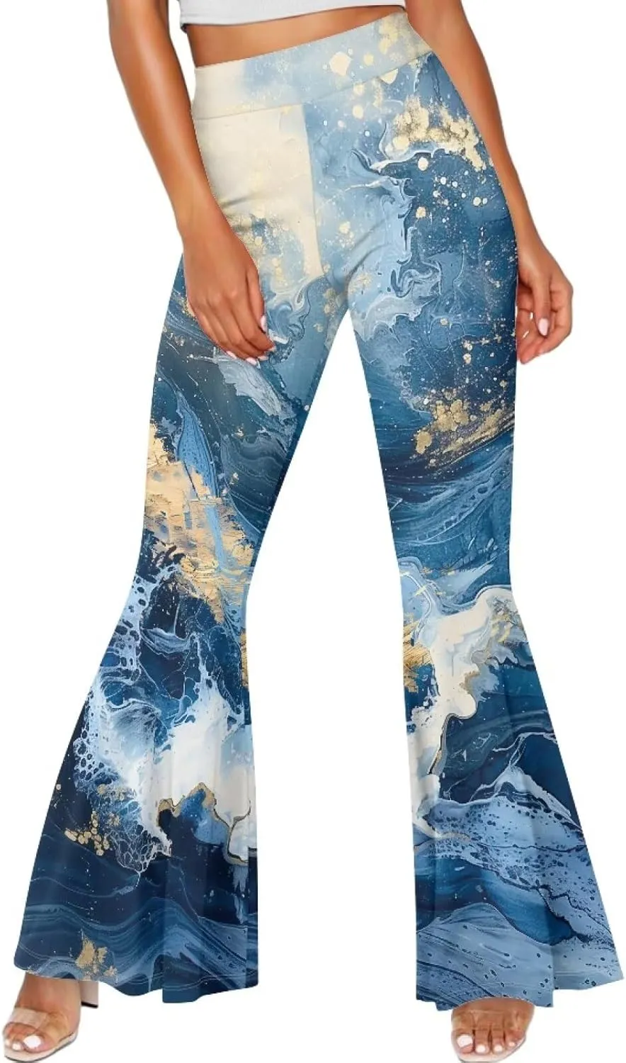 Bulopur Women High Waisted Yoga Flare Pants Bootcut Leggings Pants Workout Trousers Wide Leg Sweatpants