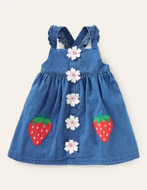 Button-up Woven Dress-Bright Bluebell Daisy