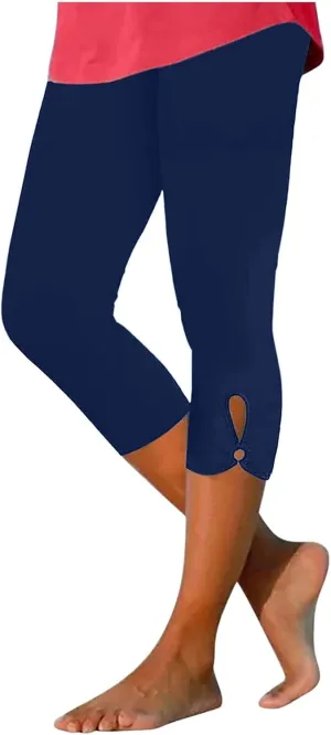 Capri Leggings for Women 2024 Summer Plus Size Capris Knee Length Casual Workout Yoga Capri Pants Beach Cropped Pants