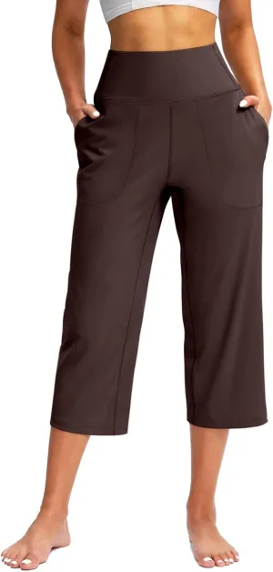 Capri Pants for Women, Tummy Control High Waist Capri Pants with Pockets