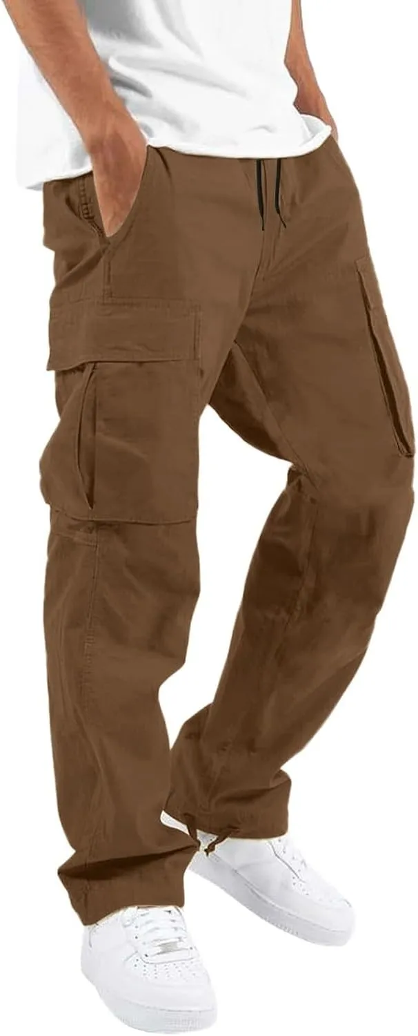 Cargo Pants for Men Straight Leg Hiking Joggers Lightweight Tactical Pant Outdoor Streetwear Trousers with Pocket