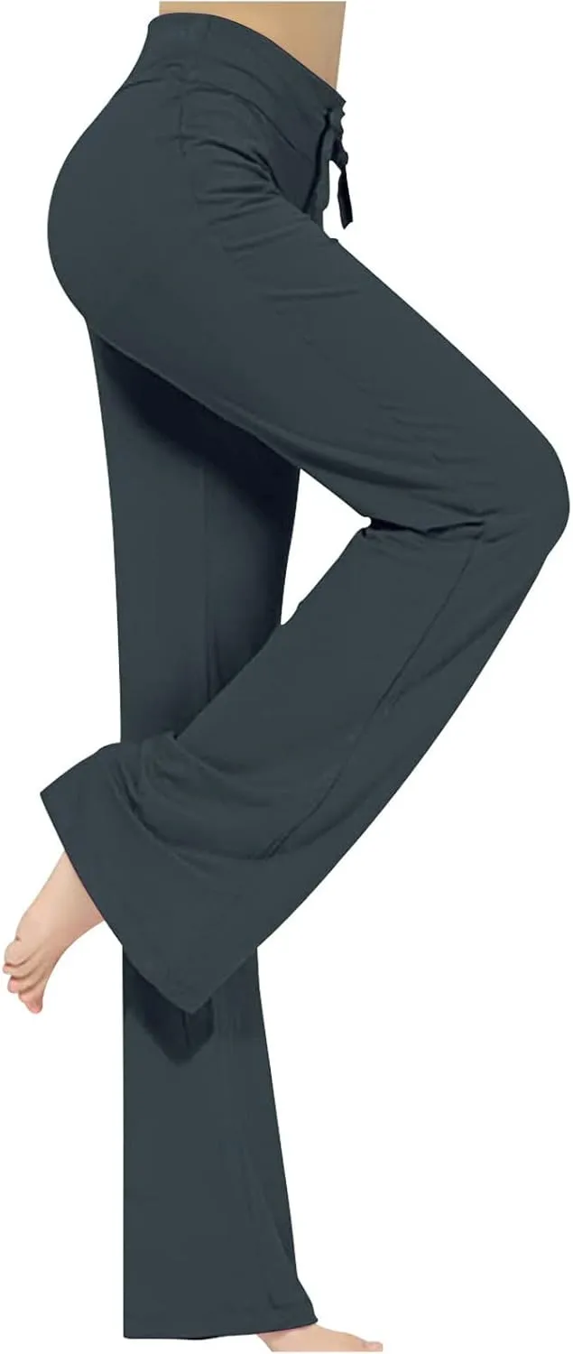 Crossover Flare Leggings for Women High Waist V Cross Bootcut Bell Bottoms Workout Flared Yoga Pants with Pocket