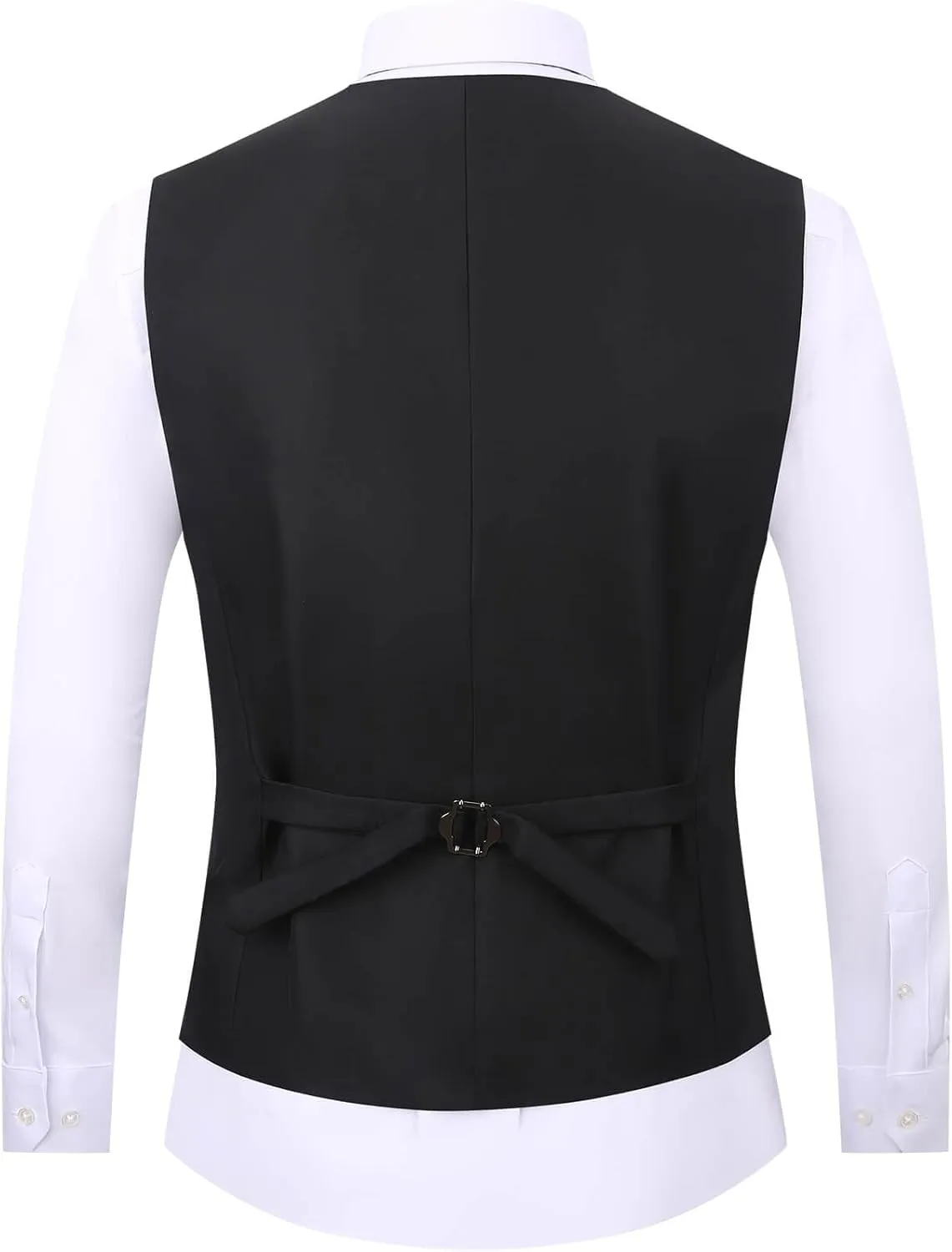 DOKKIA Men's Dress Vest Suit Waistcoat Formal Business Slim Fit V-neck Sleeveless Tuxedo Jacket with Chain