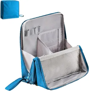 Doresty Makeup Bag, Standing Makeup Bag, Multi-Purpose Large Capacity Oxford Cloth Standing Makeup Bags  Portable, Large Capacity (Blue)