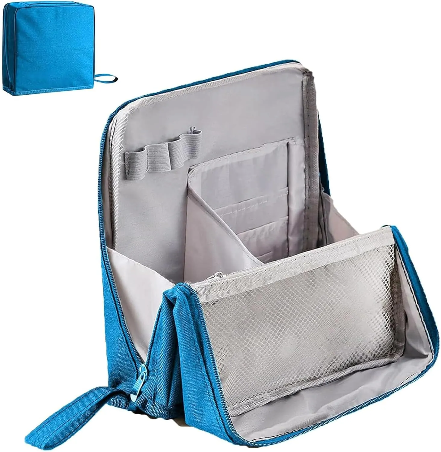 Doresty Makeup Bag, Standing Makeup Bag, Multi-Purpose Large Capacity Oxford Cloth Standing Makeup Bags  Portable, Large Capacity (Blue)