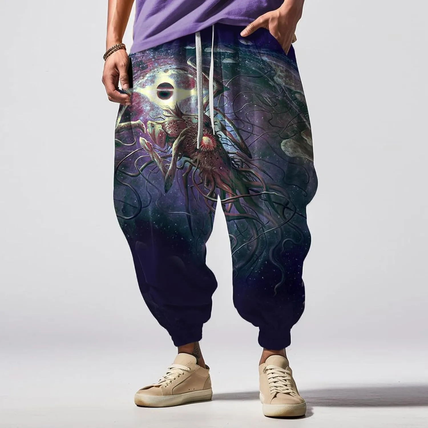 Elastic Waist Hippie Pant Street Feel Casual Sweatpants Mens Linen Cargo Jogger Pant Anime Clothes Baggy Sweatpants