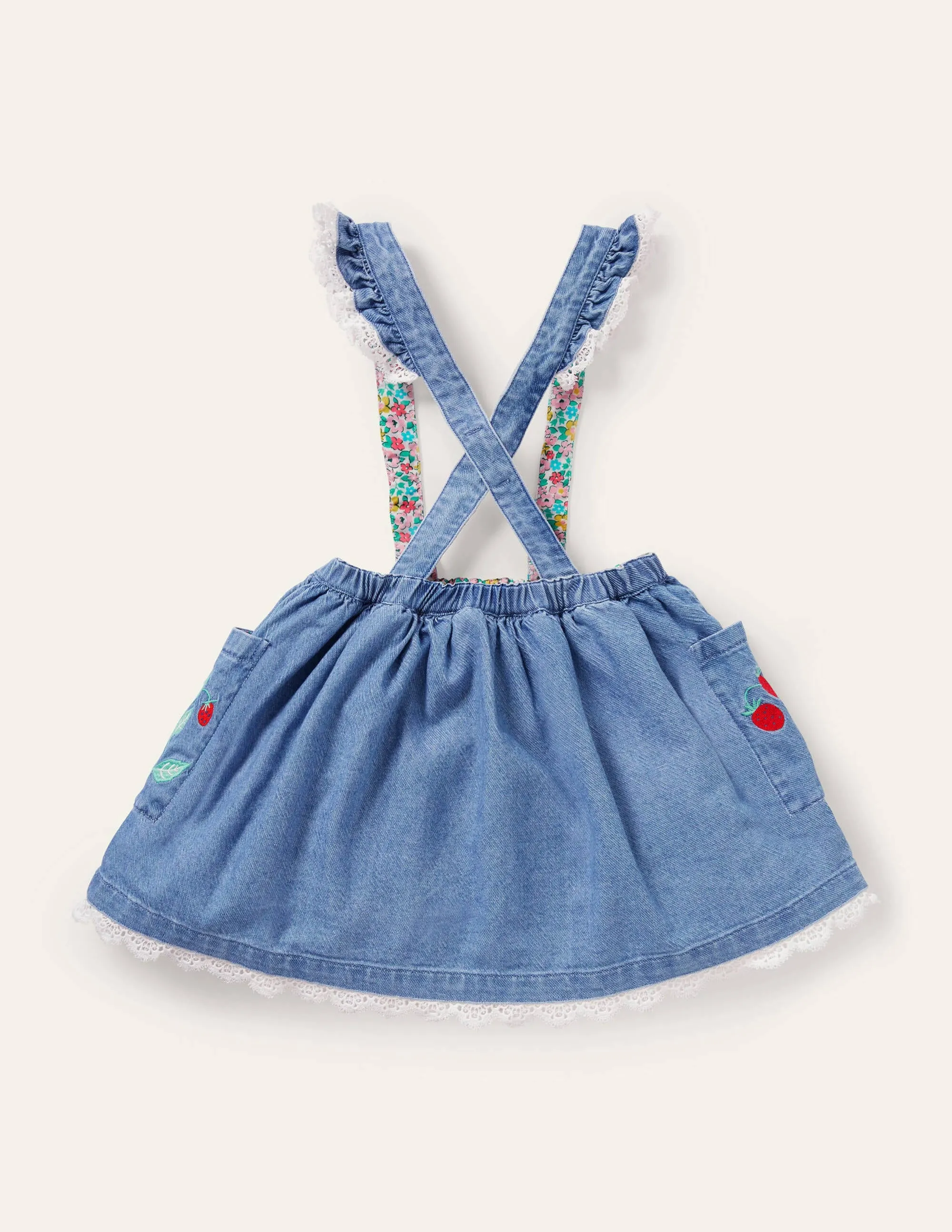 Embroidered Skirt-Mid Vintage Denim Bunny