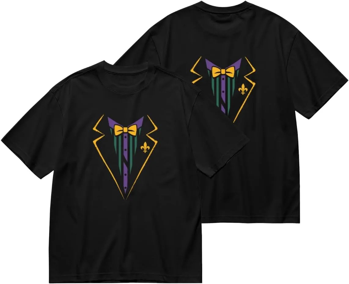 Funny Lazy Tuxedo Costume Bow Tie Funny Mardi Gras Carnival Boys Graphic Unisex T-Shirt for Men or Women Dad Mom