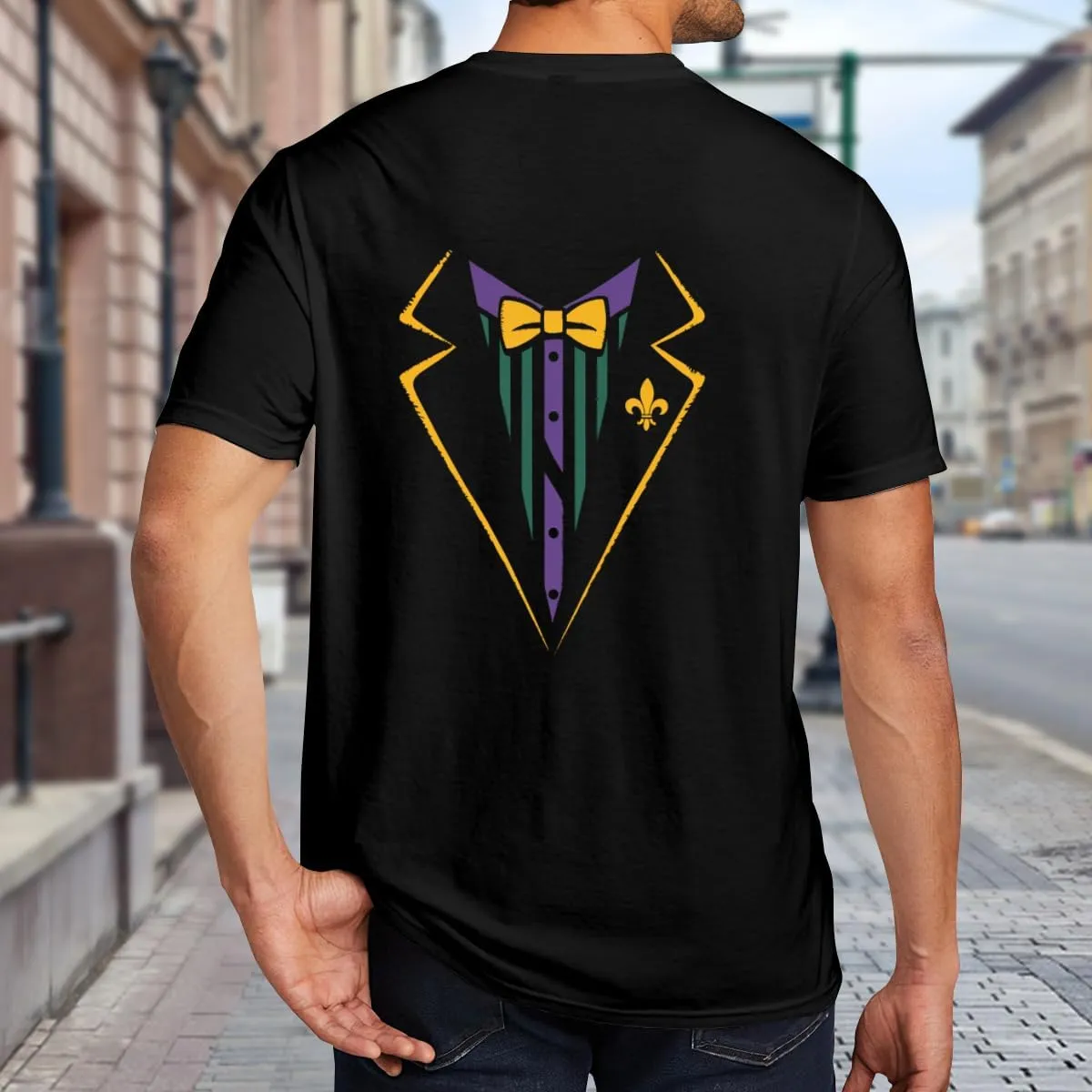 Funny Lazy Tuxedo Costume Bow Tie Funny Mardi Gras Carnival Boys Graphic Unisex T-Shirt for Men or Women Dad Mom