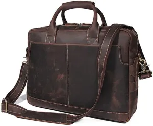 HBJWOV Crazy Horse Leather Handbag Men's Messenger Bag Casual Shoulder Laptop Briefcase