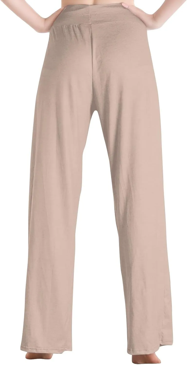 High Waist Wide Leg Sweatpants Women - Stretchy Athletic Adjustable Drawstring Loose Fit Lounge Pants with Pockets