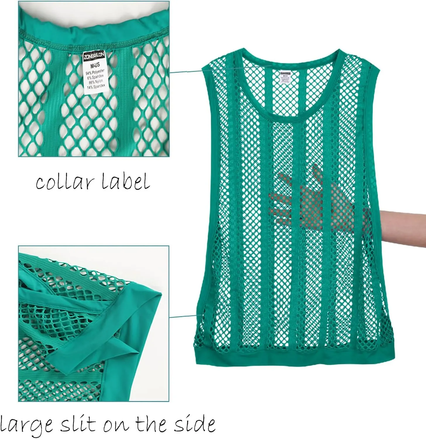 JINSHI Men's Mesh Athletic Tank Top Shirts Sexy Fishnet See Through Sleeveless Vest Male Fitted Muscle Workout Tops Swimwear