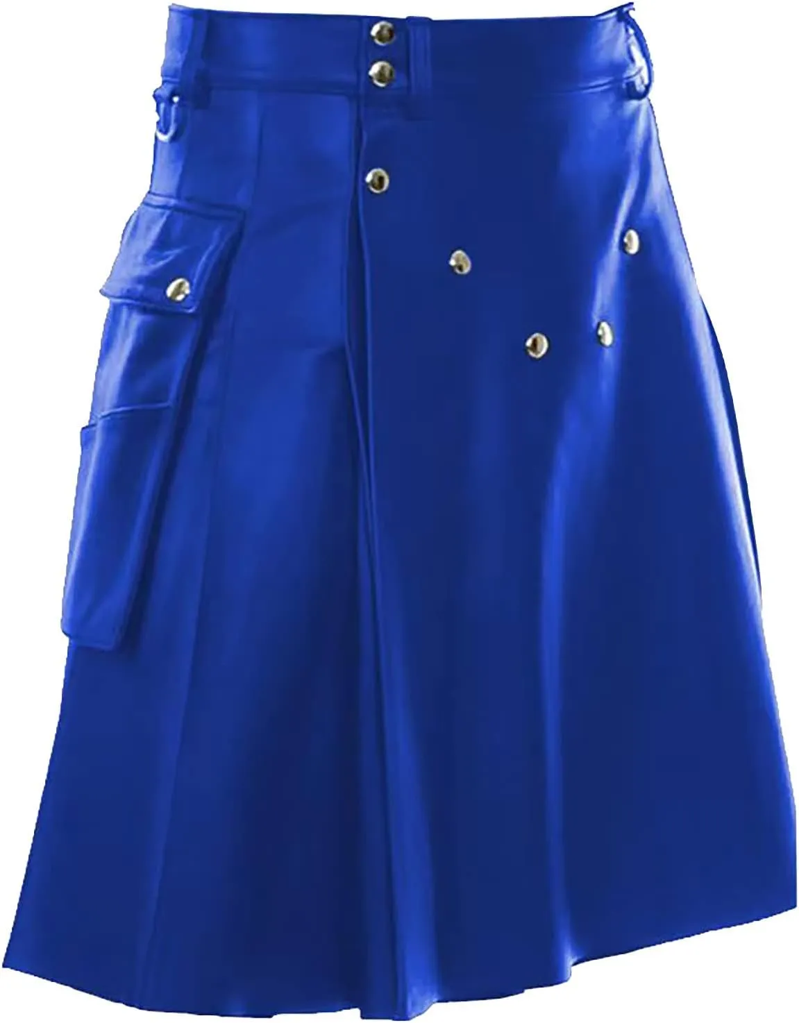Kilt for Men Solid Color Faux Leather Heavyweight Scottish Festival Dress Pocket Loose Fit Medieval Pleated Skirts