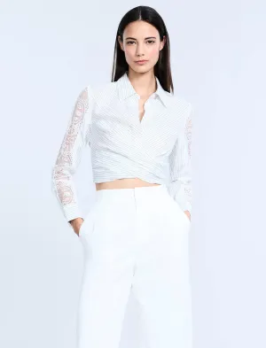 Lace Stripe Tie Back Top