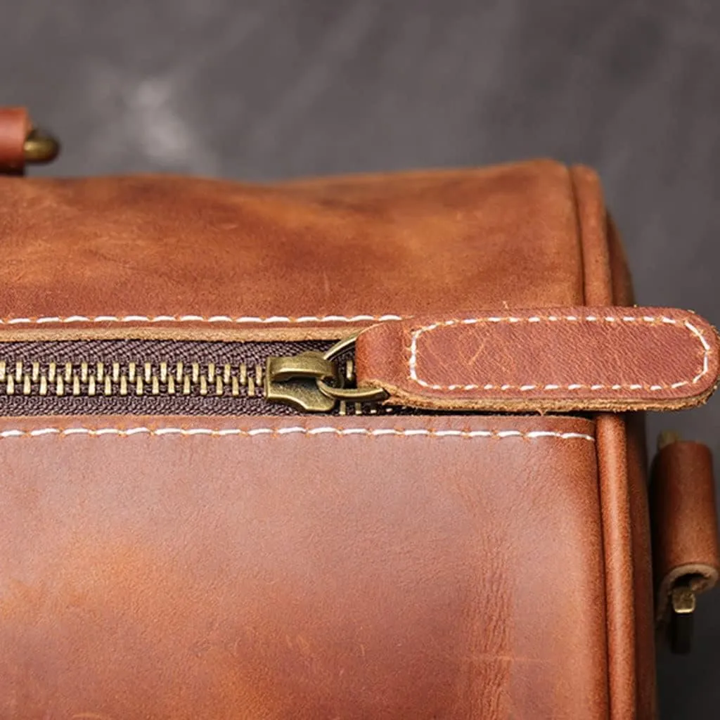Large Men's Handbag Crazy Horse Leather Briefcase Men's Business Travel Bag Men's Shoulder Messenger Bag