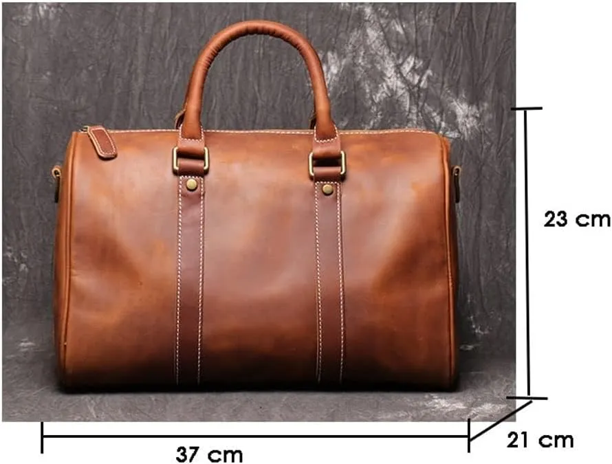 Large Men's Handbag Crazy Horse Leather Briefcase Men's Business Travel Bag Men's Shoulder Messenger Bag