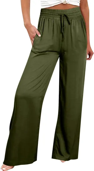 LCMTWX Flowy Pants for Women Solid Cotton and Pants with Pocket Long Pants with Pockets Pull On Pants for Women Womans