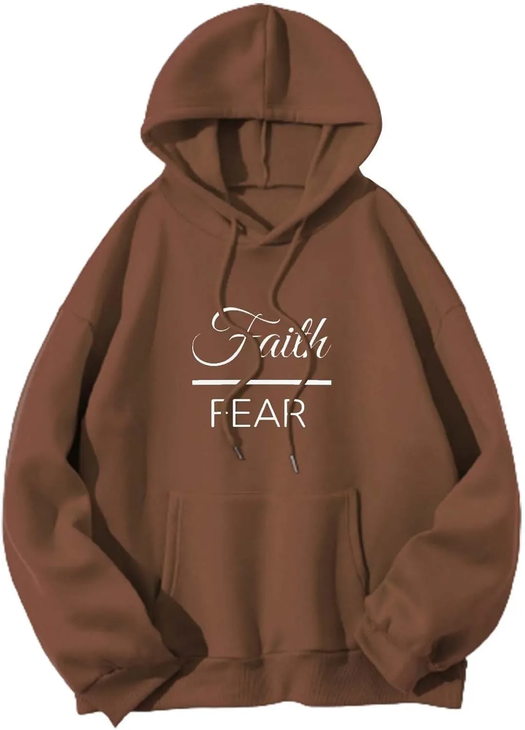 Letter Graphic Hoodie for Women Oversized Long Sleeves Sweatshirt Faith Over Fear Sweater Fall Clothes with Pocket