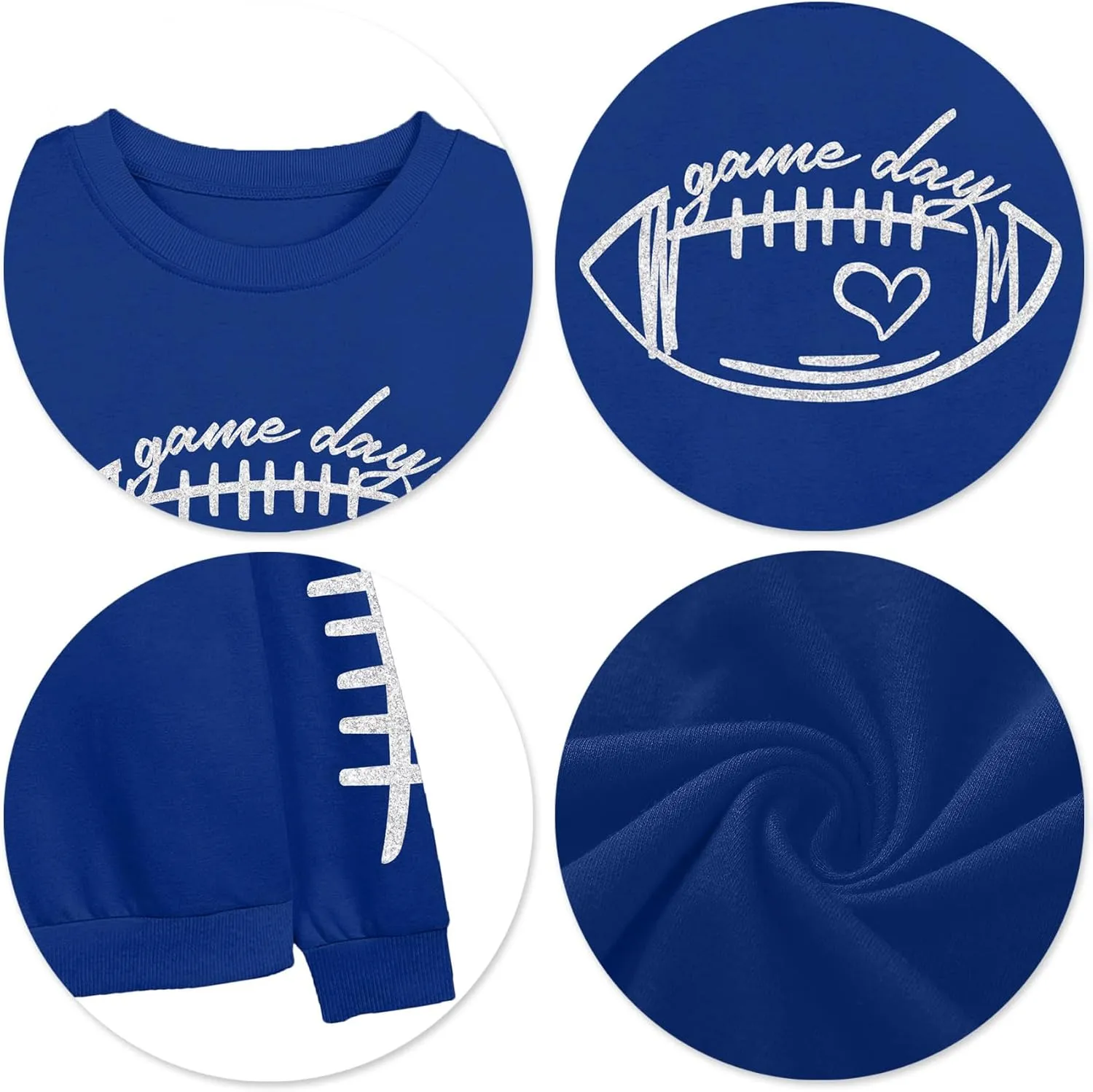 LHBNK Game Day Sweatshirts for Women Football Sweatshirts Funny Football Graphic Crewneck Long Sleeve Pullover Tops