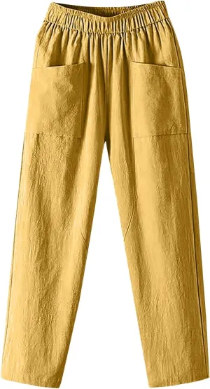 Linen Pants for Women, Pants Women Peasant Linen Casual Straight Leg Plaid