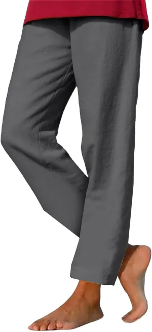 Linen Pants for Women Summer Lightweight Drawstring Waisted Casual Trousers Wide Leg Beach Lounge Pants with Pockets