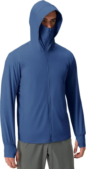 Locachy Men's UPF 50  Sun Protection Jacket Hooded Lightweight Full Zip Long Sleeve Cooling Hiking Fishing Performance Shirts