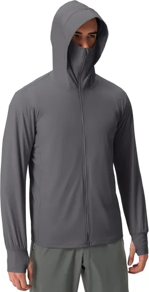 Locachy Men's UPF 50  Sun Protection Jacket Hooded Lightweight Full Zip Long Sleeve Cooling Hiking Fishing Performance Shirts