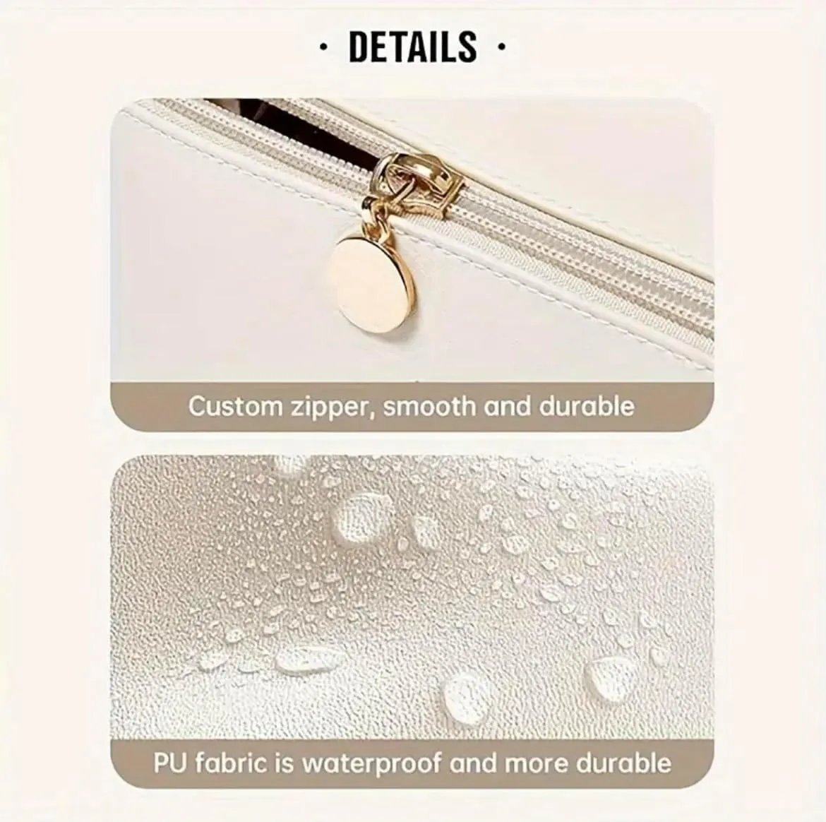 Luxury Makeup Bag for Women, Cosmetic bag, Makeup case,Travel makeup bag,Toiletry bag, Large, Waterproof, portable, Open Flat, Make up Organizer with Divider and Handle (White)