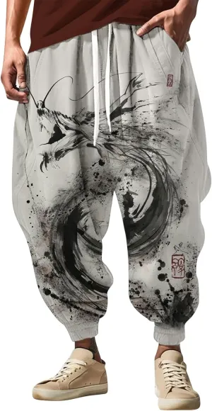 Men Cotton Baggy Hippie Yoga Harem Pants Casual Sweatpants Loose Drop Crotch Trousers Loose Pants Mens Cargo