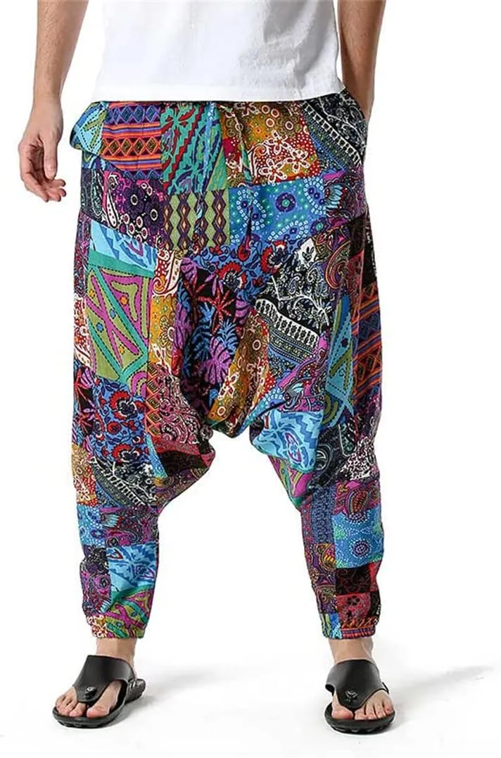 Men's African Print Harem Pants Bohoyoga Drop Crotch Jogging Sweatpants Hip Hop Trousers